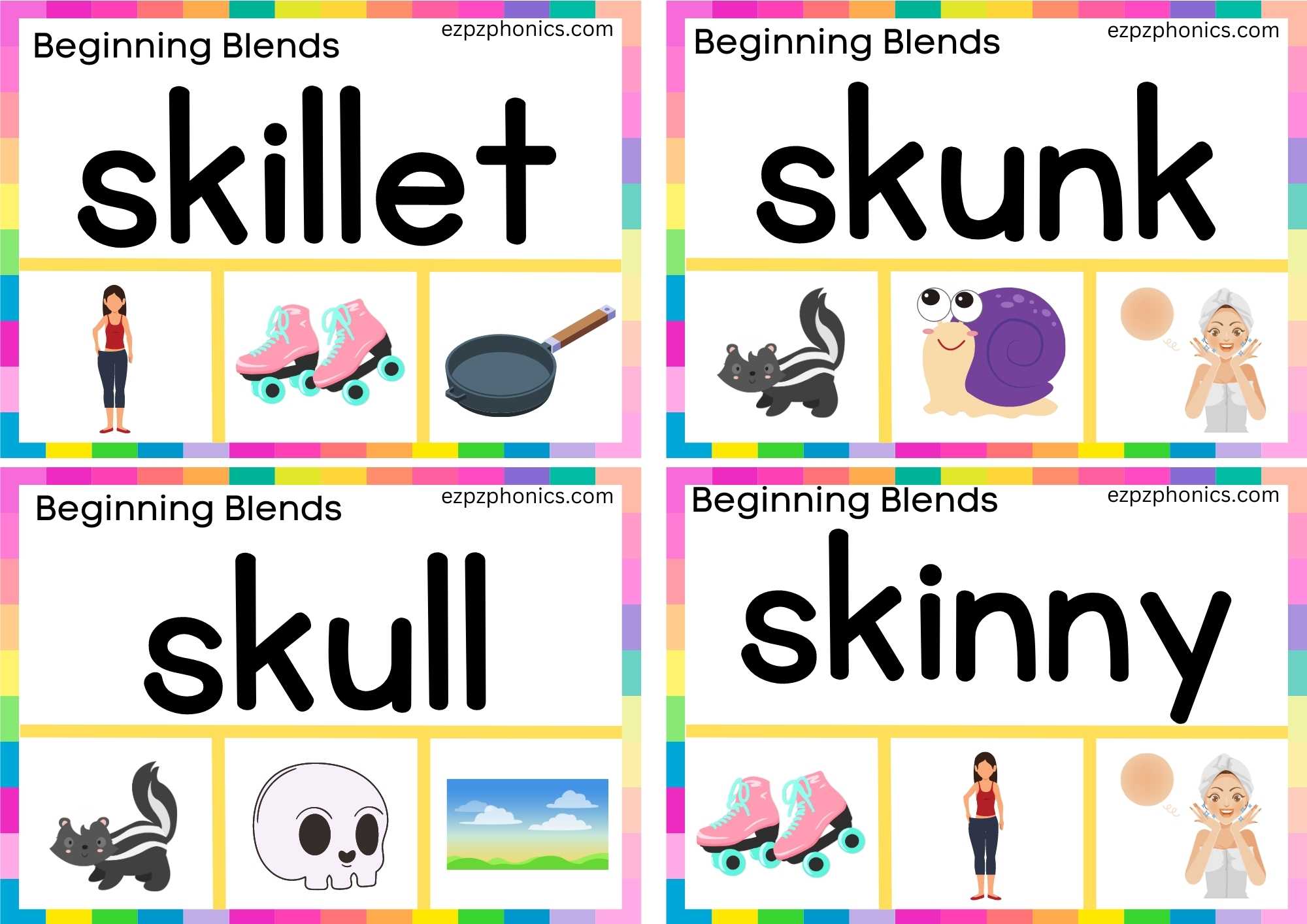 SK Beginning Blends Clip Cards Read The Words And Clip The Correct Images Set 2